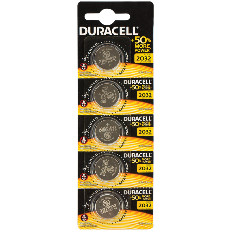 Батарейка Duracell CR2032 3V литиевая, 1BL, отрывной набор