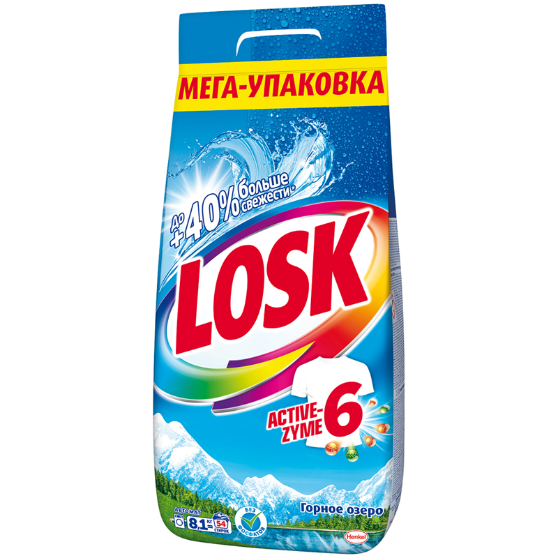 Порошок для машинной стирки Losk "Горное озеро", 8,1кг