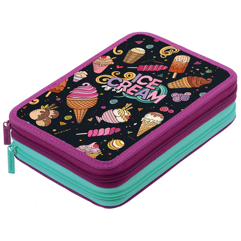 Пенал 2 отделения, 200*140*45 Berlingo "Ice-cream", полиэстер