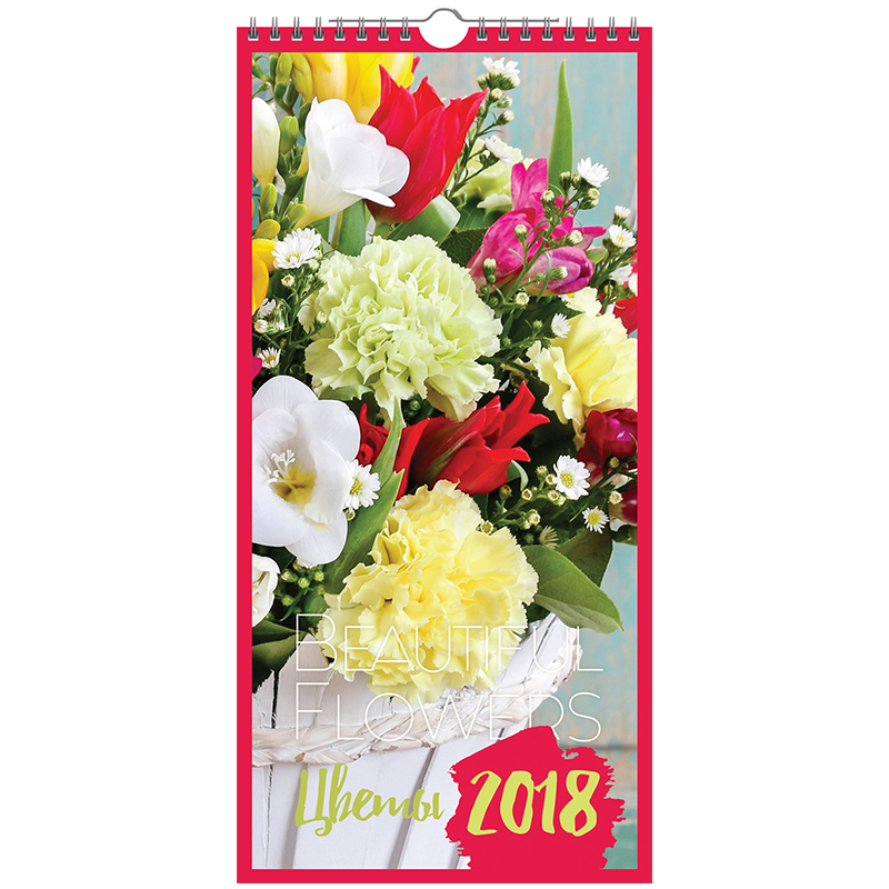 Календарь настен. перекид. на гребне 16,5*34, 6л. OfficeSpace "Beautiful flowers", с ригелем, 2018г