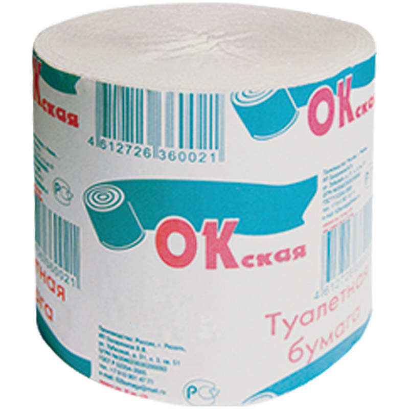Бумага туалетная ОКСКАЯ 1сл, без втулки, серая, 65м