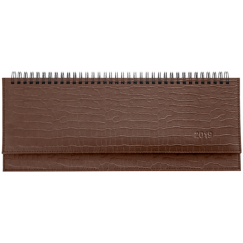 Планинг датированный 2019г., 64л., 330*130мм, кожзам, OfficeSpace "Croco", коричневый