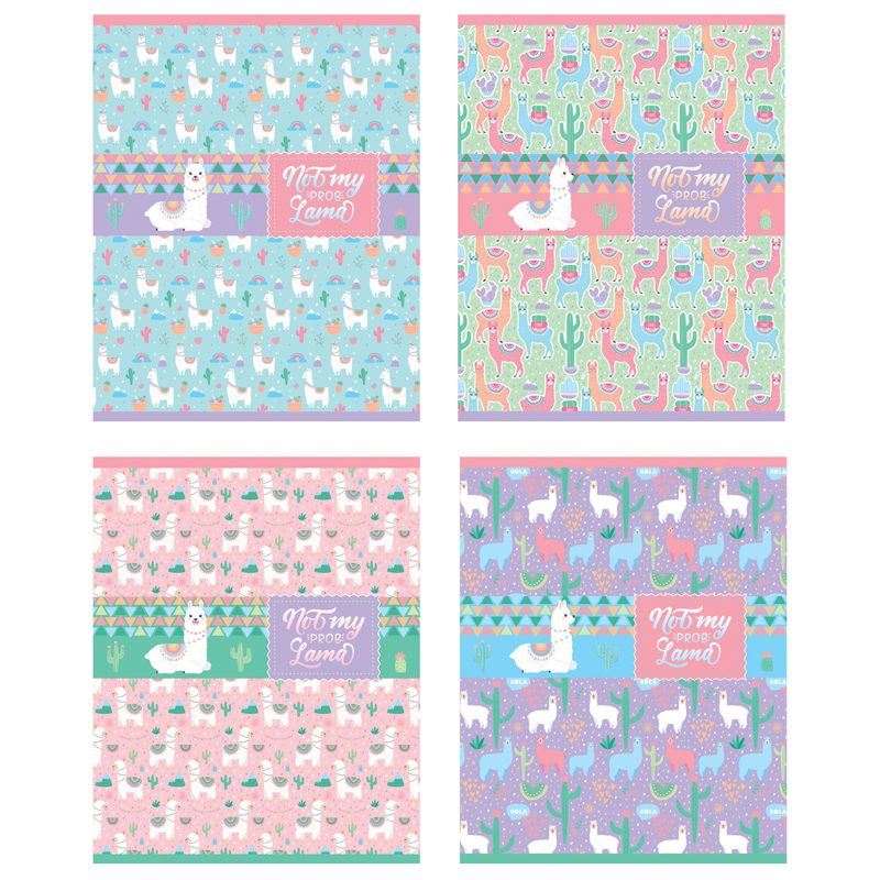 Тетрадь 48л., А5, клетка BG "Lama Pattern", эконом