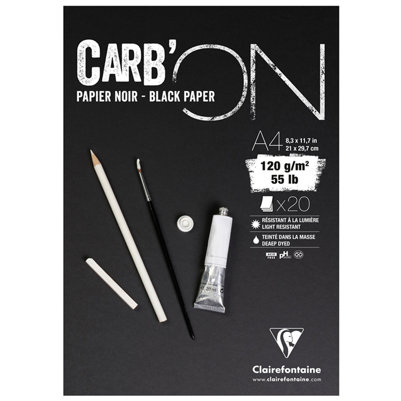 Скетчбук 20л., А4 Clairefontaine на склейке, мелкозер., черный, 120г/м2
