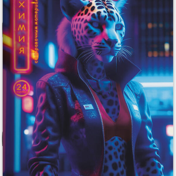 Тетрадь предметная 24 л клетка Lamark, серия Fantastic Animals/Фантастические Животные -Химия, выборочный уф-лак+лак-песок