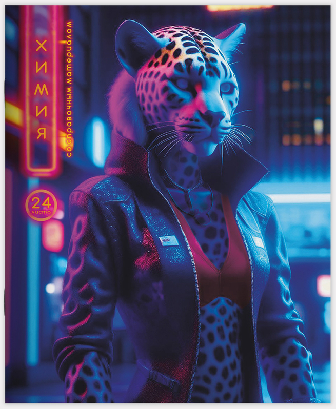 Тетрадь предметная 24 л клетка Lamark, серия Fantastic Animals/Фантастические Животные -Химия, выборочный уф-лак+лак-песок