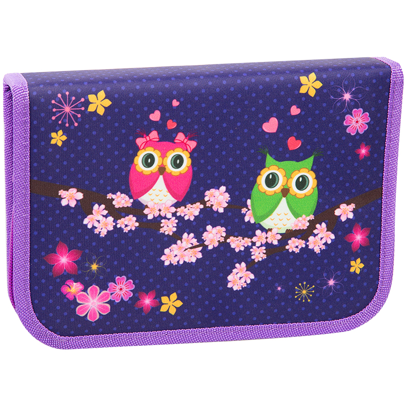 Пенал 1 отделение, 200*140*40 Berlingo "Owls", две откидные секции, полиэстер