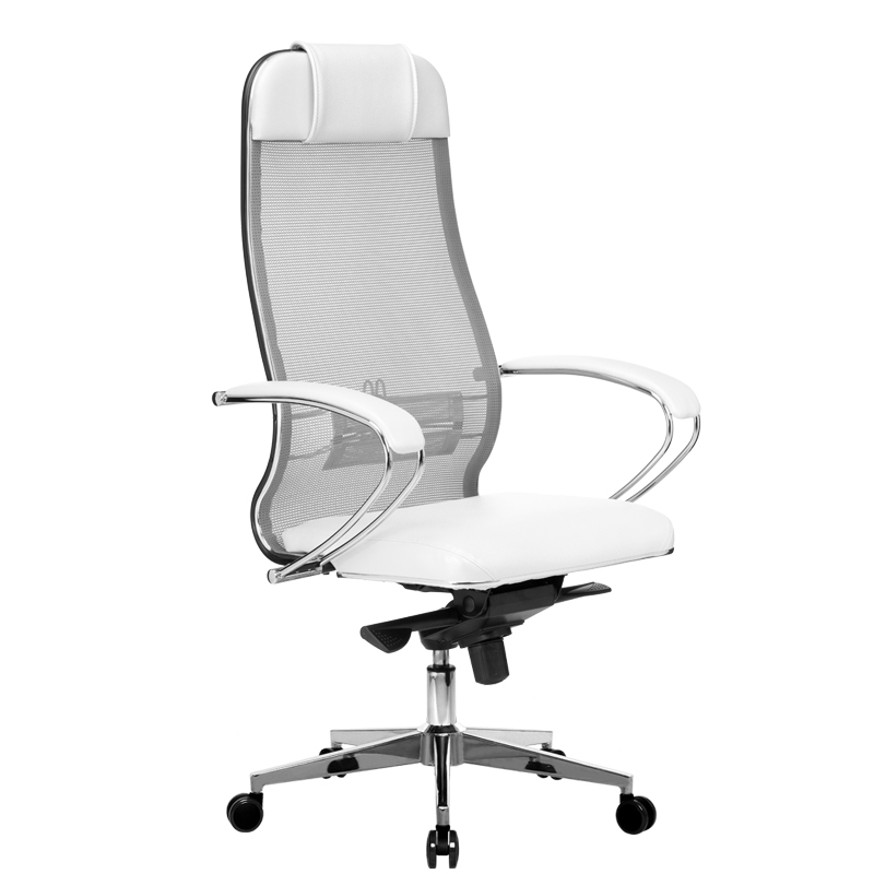 Кресло руководителя Метта "Samurai" Comfort-1.01, CH-2, сетка Х2 белая/кожа белая "NewLeather"/MPES, мультиблок