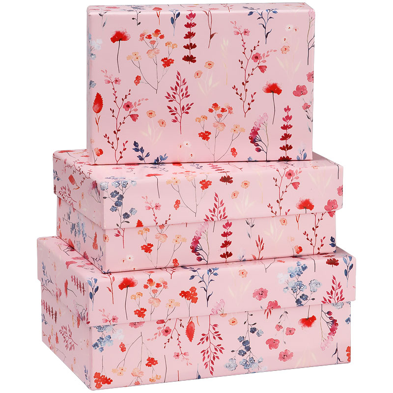 Набор прямоугольных коробок 3в1, MESHU "Pastel pink", (19*12*7,5-15*10*5см)