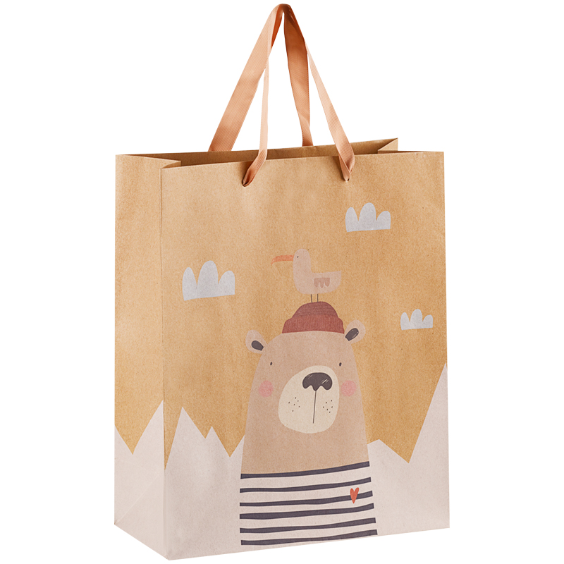 Пакет подарочный 26*32*12см MESHU "Bear sailor", крафт
