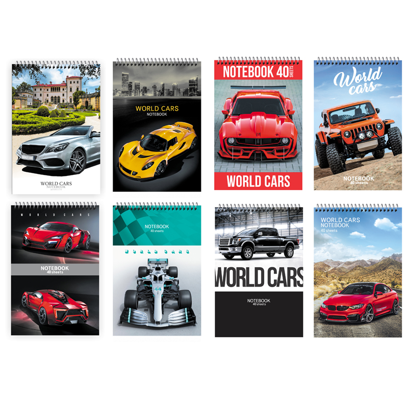 Блокнот А7 40л. на гребне BG "World cars"