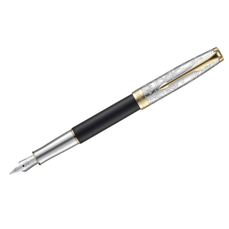 Ручка перьевая Parker "Sonnet Special Edition 2018 Impression Matte Black GT", черная, 0,8мм, подар