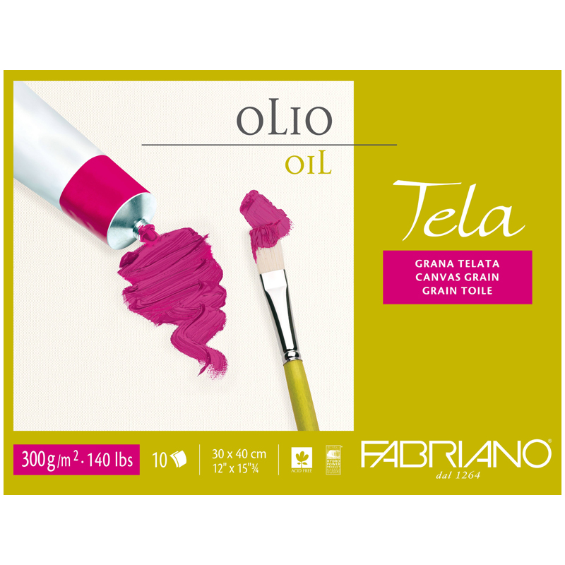 Блок для акрила и масла 10л. А3 Fabriano "Tela", 300г/м2, фактура холста, склейка по 4-м сторонам