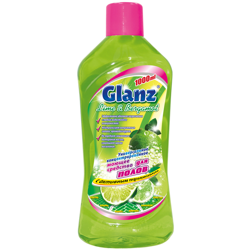 Средство для мытья полов Glanz "Лайм и Бергамот", 1л