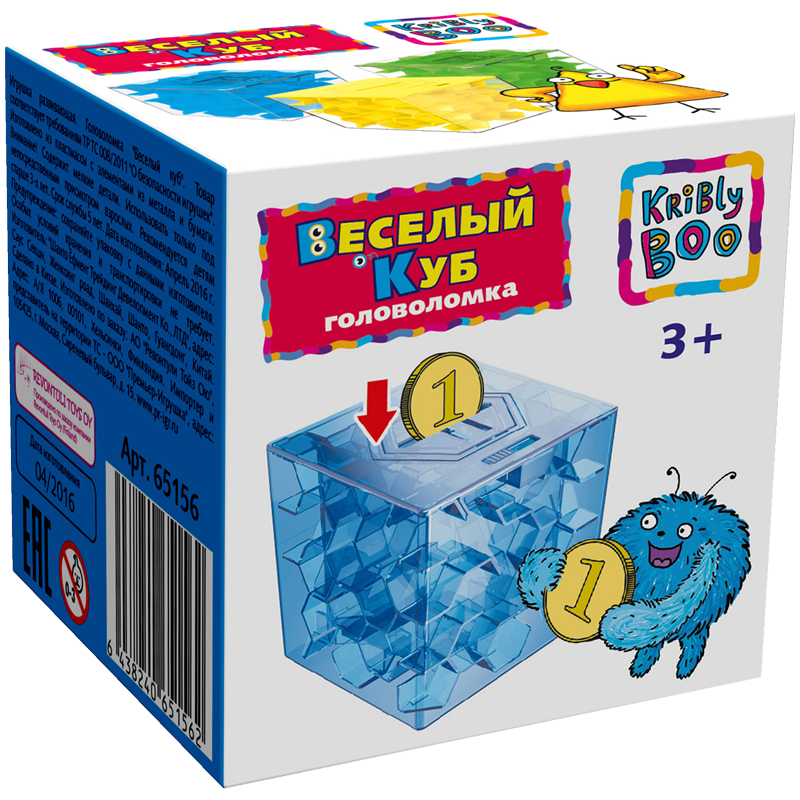 Игра-головоломка-копилка Kribly Boo "Веселый куб", пластик, от 3-х лет, картонная коробка