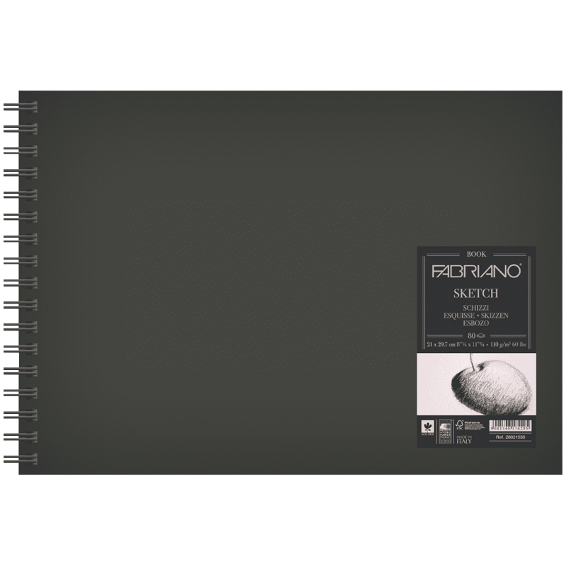 Скетчбук 80л. А3 на гребне Fabriano "Sketchbook", 110г/м2, мелокзерн. бумага, тв.обл.