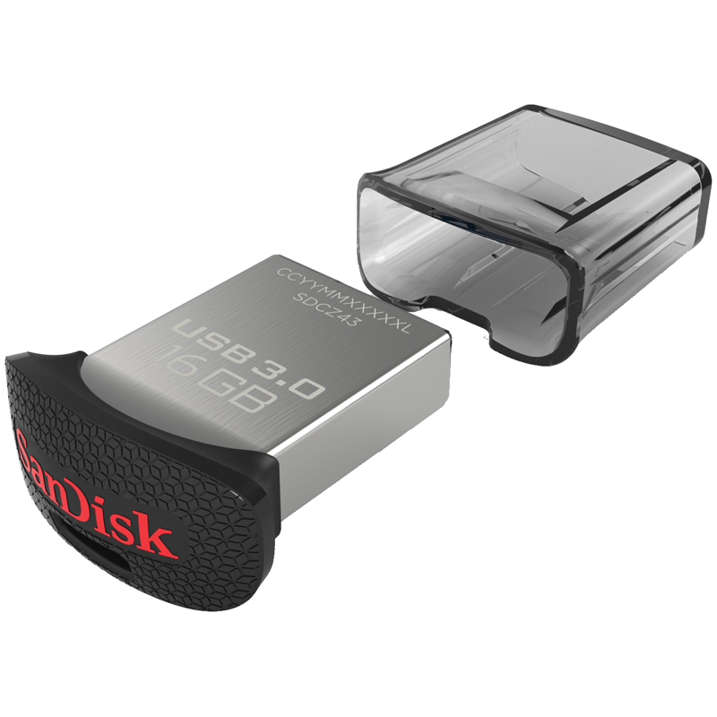 Память SanDisk "Ultra Fit"  16GB, USB 3.0 Flash Drive, хром