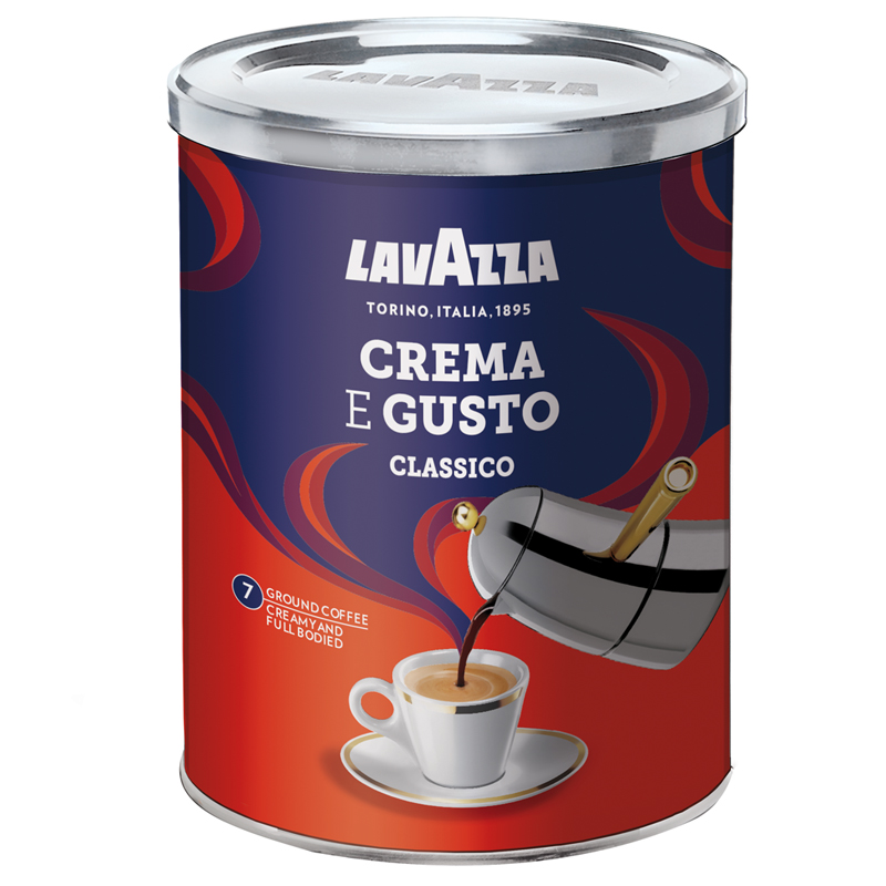 Кофе молотый Lavazza "Crema e Gusto", жестяная банка, 250г