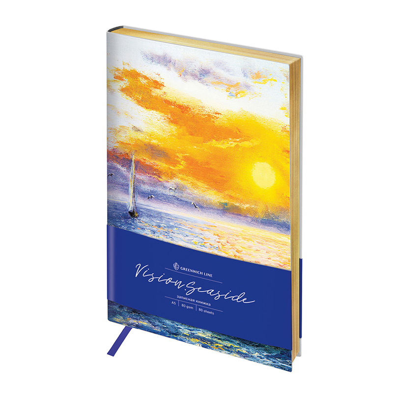 Записная книжка А5 80л. ЛАЙТ, кожзам, Greenwich Line "Vision. Seaside", тон. блок, золот. срез