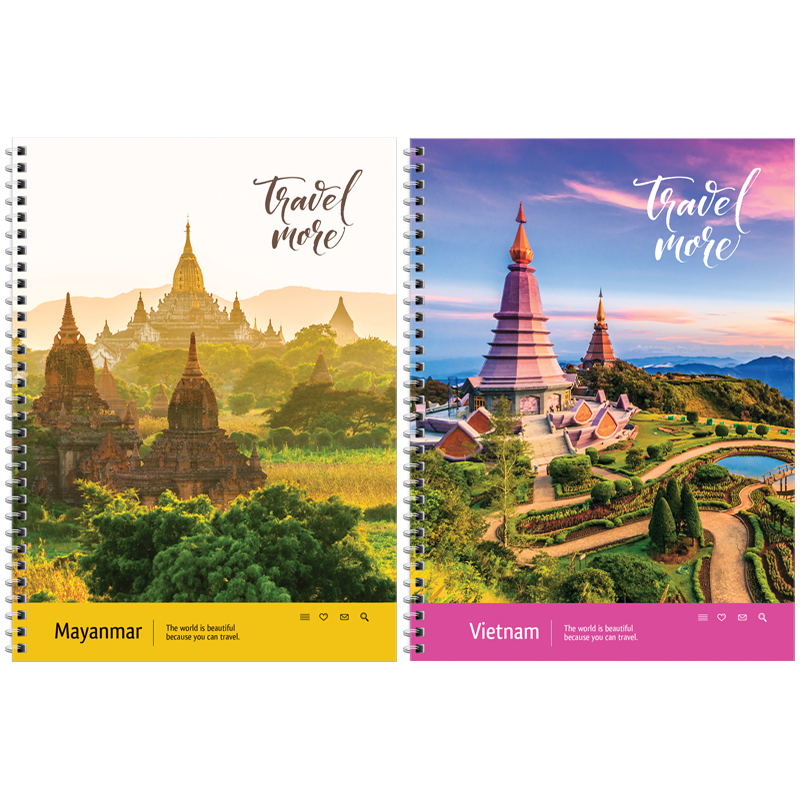 Тетрадь 80л., А4, клетка на гребне ArtSpace "Путешествия. Travel more", твердая обложка