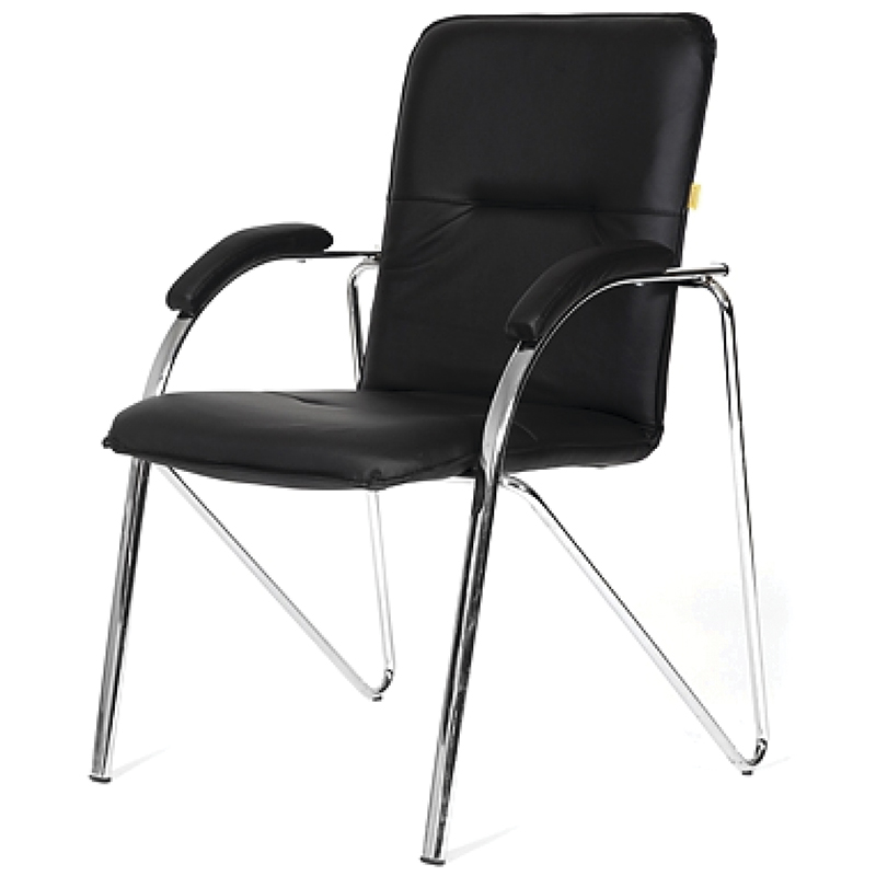 Стул Chairman 850, каркас хром, обивка экокожа Terra 118 черная