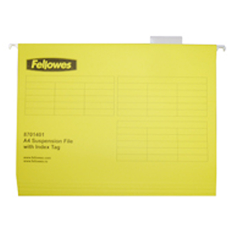 Подвесные папки Fellowes®, V-образные, желтые, А4, 180 г/м2, 25 шт