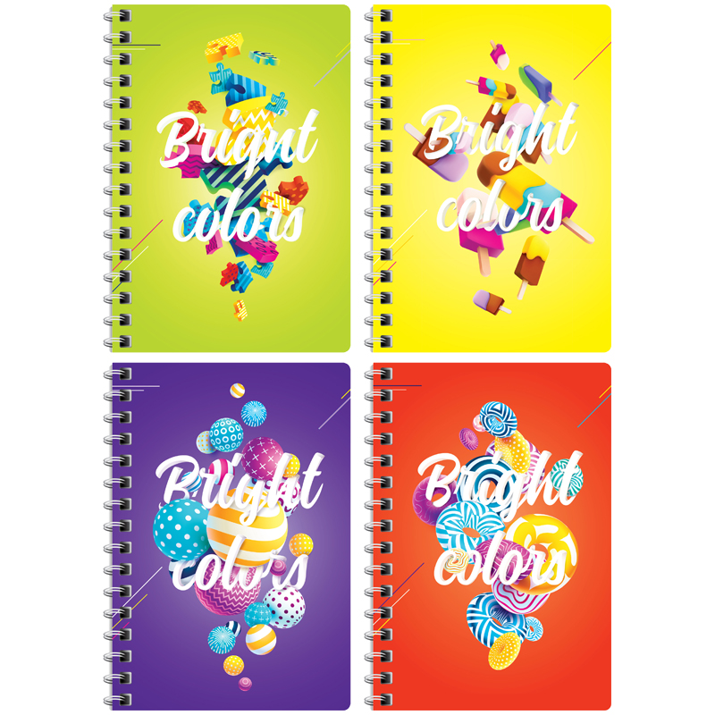 Записная книжка А6 140л. на гребне "Стиль. Bright colors"