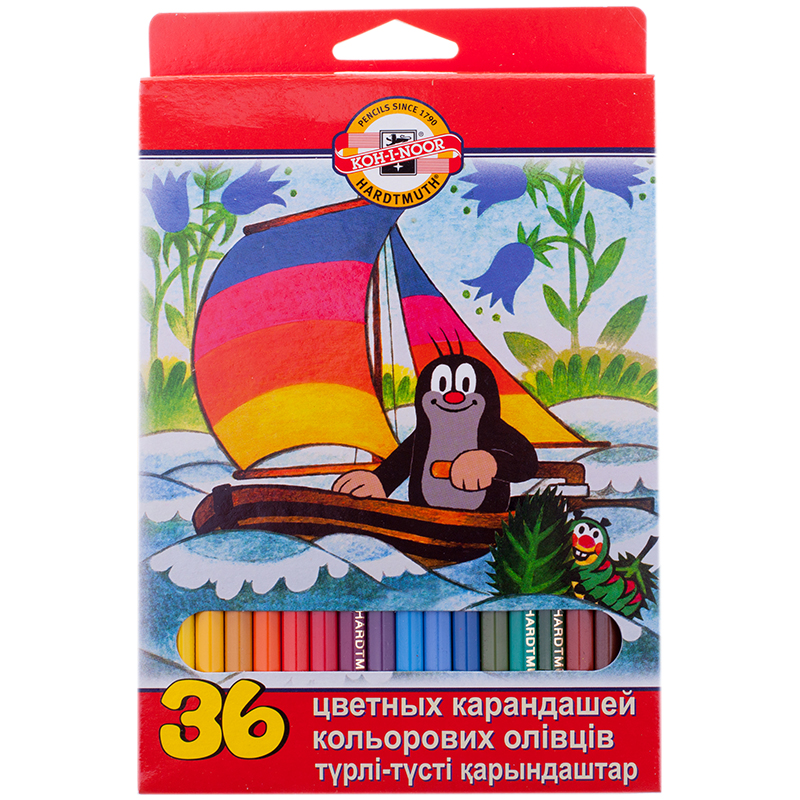 Карандаши цветные Koh-I-Noor "Крот", 36цв., заточен., картон, европодвес