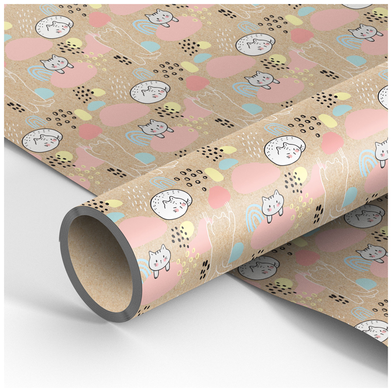 Упаковочная бумага крафт 70*100см, MESHU "Cute clouds", 70г/м2