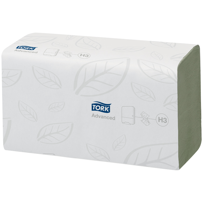 Полотенца бумажные лист. Tork "Advanced"(ZZ-сл)(Н3), 2-слойные, 250л/пач., 23*24,8см, зеленые