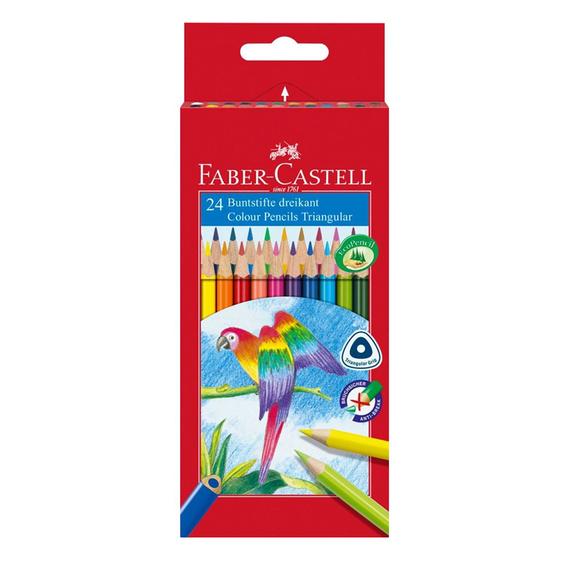 Карандаши цветные Faber-Castell, 24цв., трехгран., заточен., картон. упаковка