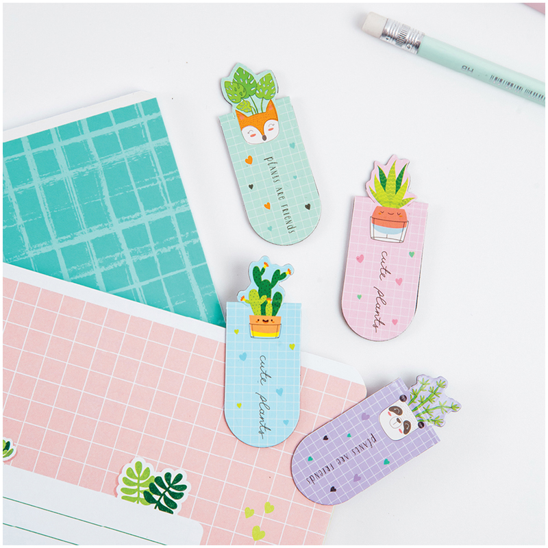 Закладки магнитные для книг, 4шт., 70*165мм, MESHU "Succulent"