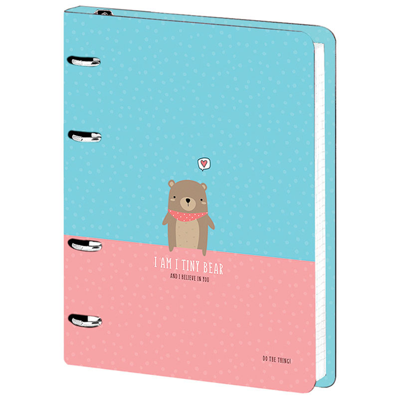 Тетрадь на кольцах А5, 120л., MESHU "Tiny bear", картон, матовая ламинация, выборочный УФ-лак