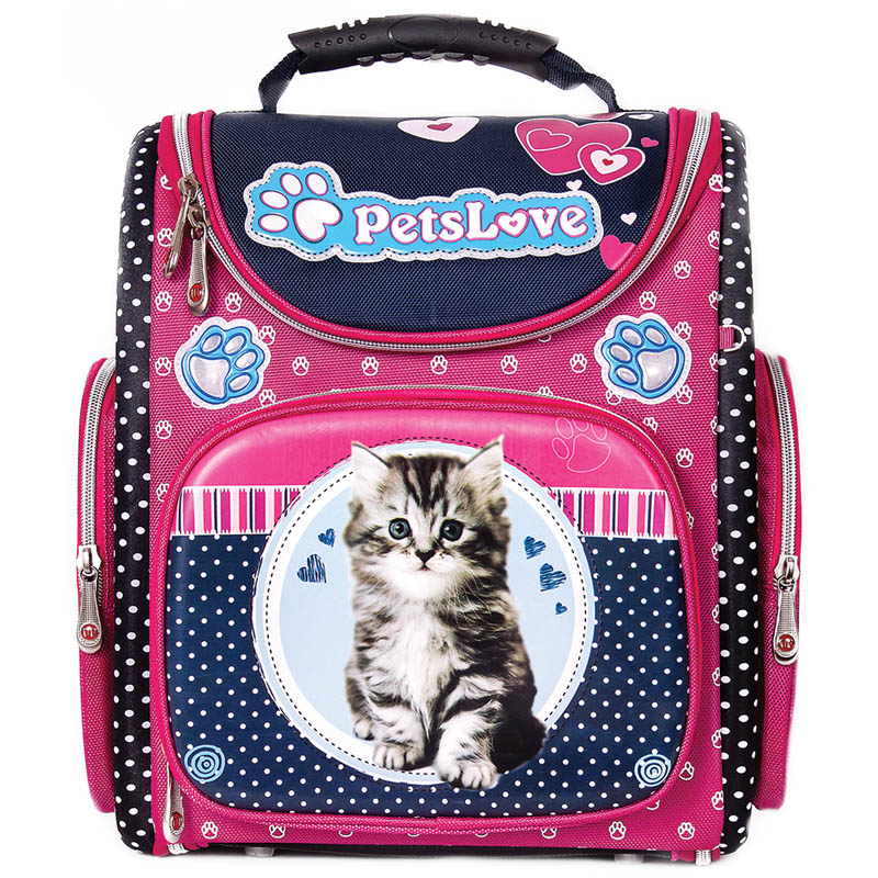 Ранец с наполнением Compact+ "Pets cat" 37*30*17см, 1 отделение, 3 кармана, анатомическая спинка