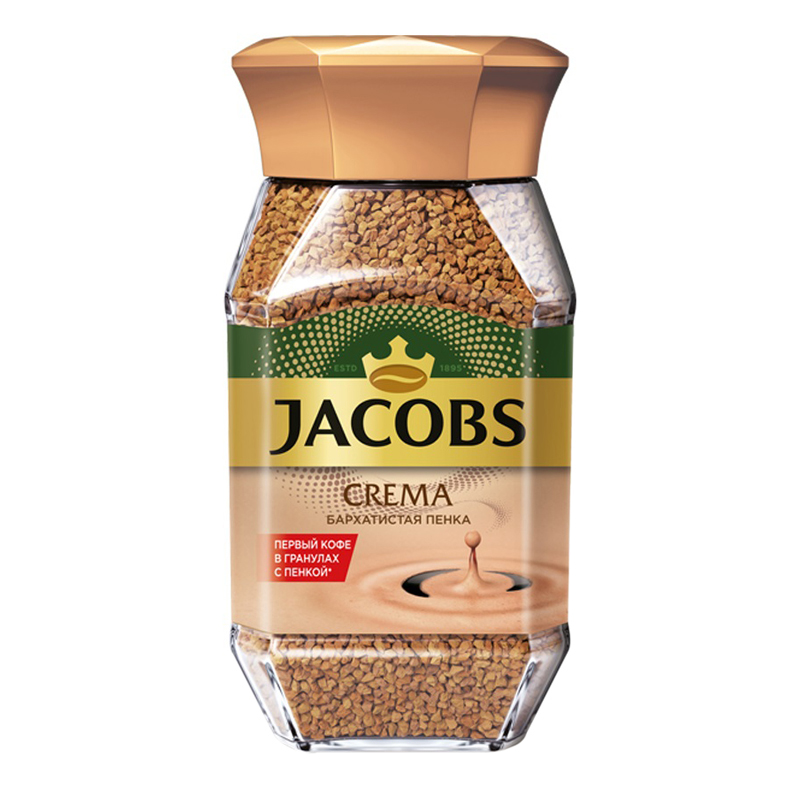 Кофе растворимый Jacobs "Crema", сублимированный, стеклянная банка, 95г