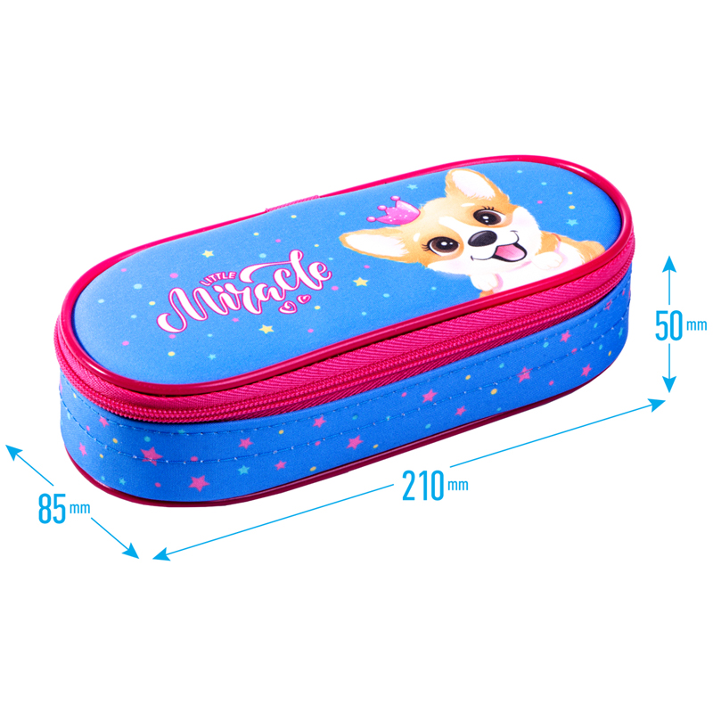 Пенал корпусный 1 отделение Berlingo "Cute corgi", 210*85*50 мм, полиэстер