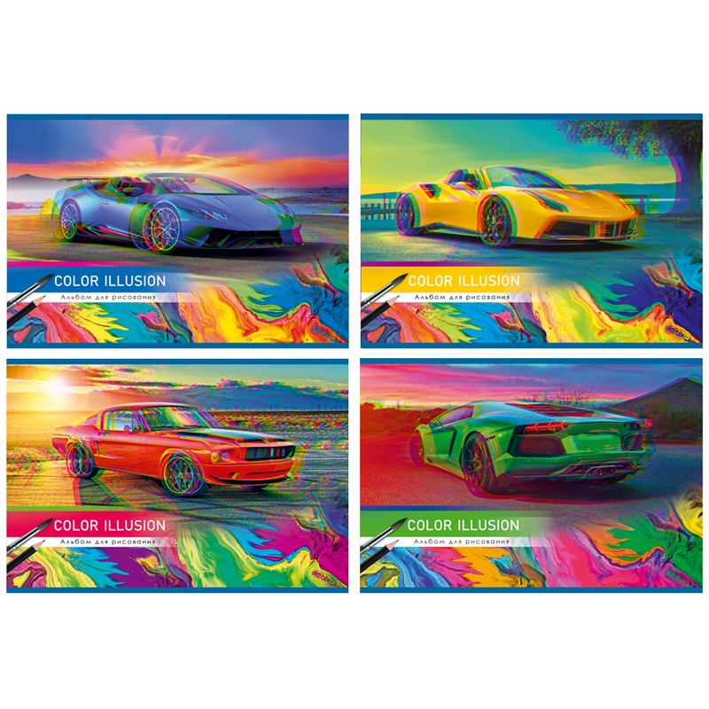 Альбом для рисования 32л., А4, на гребне BG "Color illusion"