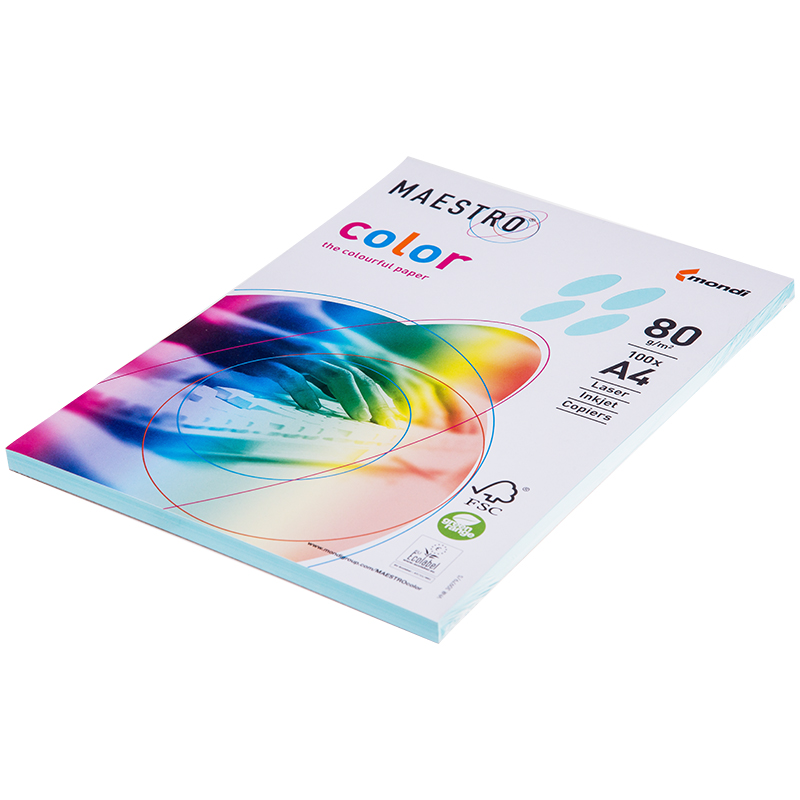 Бумага Maestro "Color pale" А4, 80г/м2, 100л. (голубой)