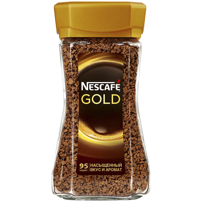 Кофе растворимый Nescafe "Gold", сублимированный, стеклянная банка, 190г