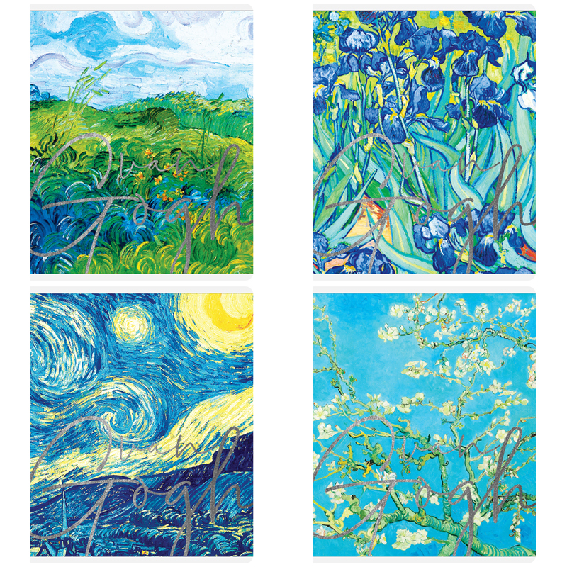 Тетрадь 48л., А5, клетка Greenwich Line "Van Gogh", фактурное тиснение, тиснение фольгой, 70г/м2