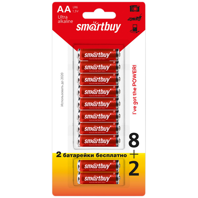 Батарейка SmartBuy AA (LR06) алкалиновая, BC10