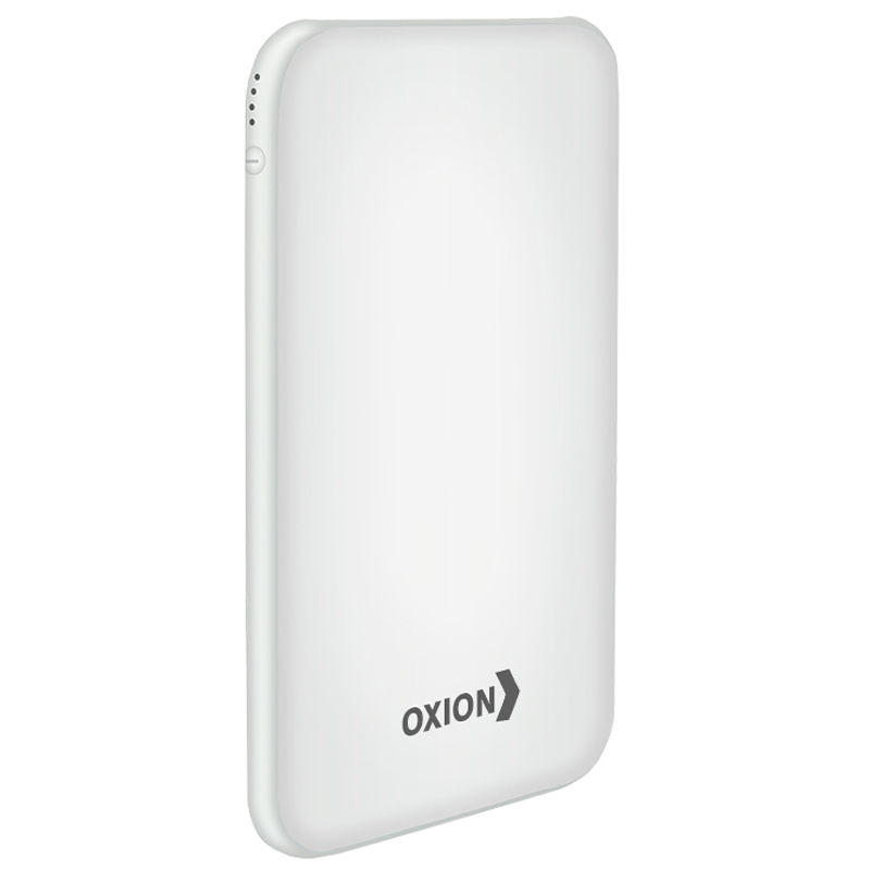 Внешний аккумулятор Oxion PowerBank UltraThin 6000mAh, Li-pol, покр. soft-touch, индикатор, белый