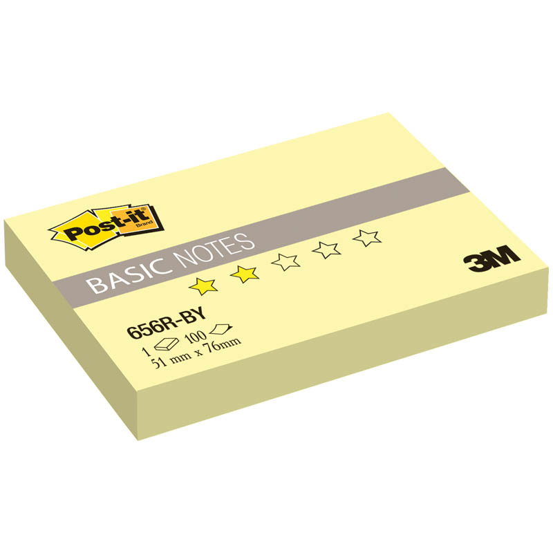 Самоклеящийся блок Post-it "Basic", 51*76мм, 100л, канареечный желтый