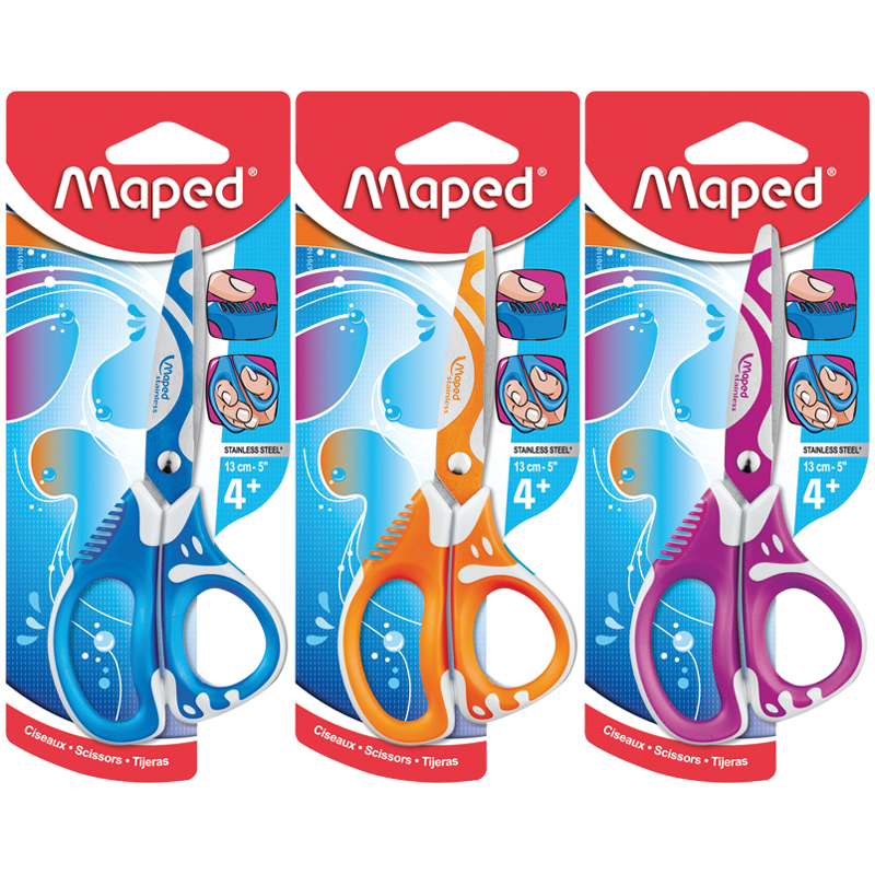 Ножницы детские Maped "Zenoa Fit" 13см, эргономичные ручки, ассорти, европодвес