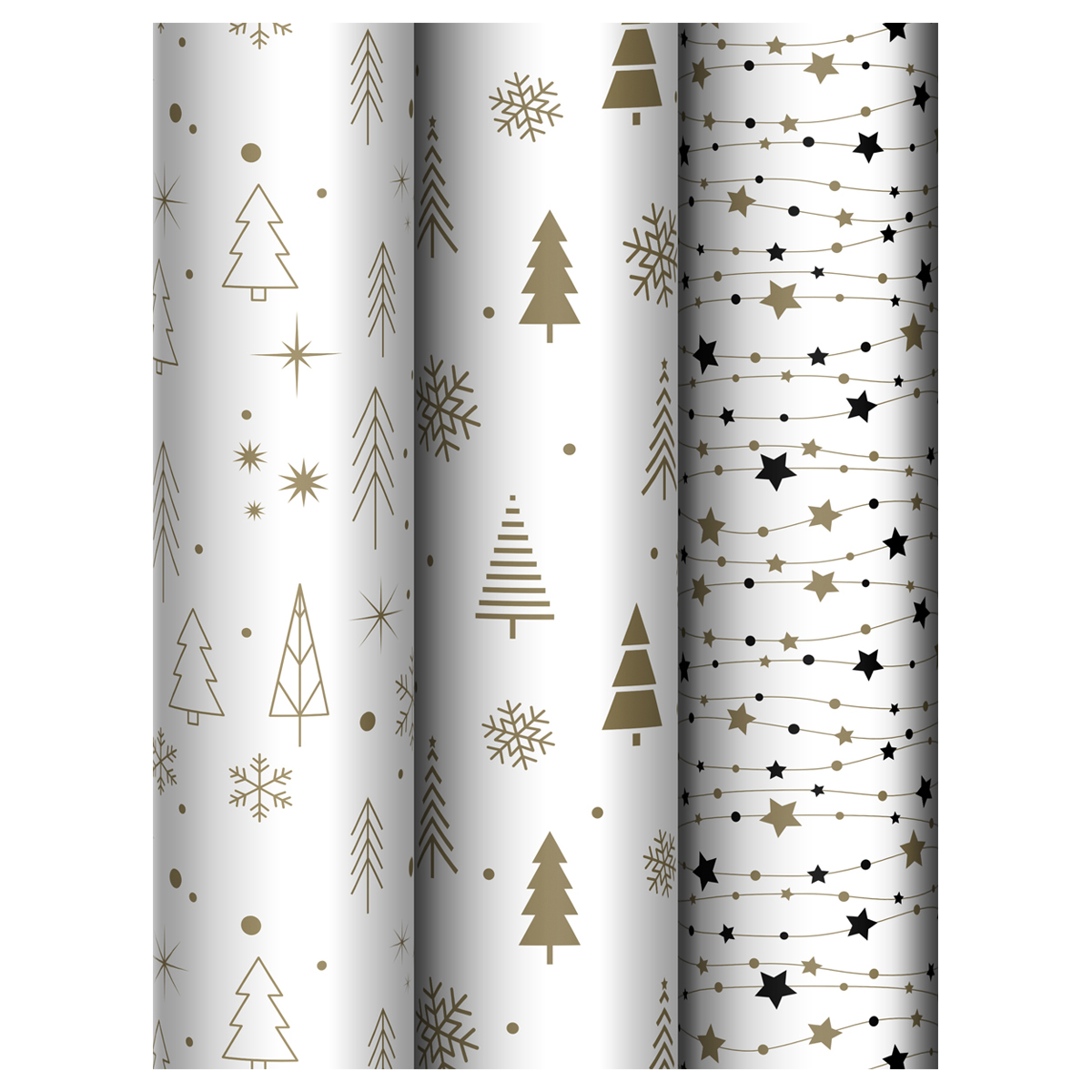 Упаковочная бумага глянц. 70*100см, MESHU "Gold NY pattern", 80г/м2, ассорти 3 дизайна
