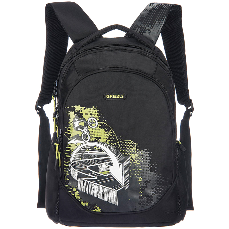 Рюкзак Grizzly 28*44*23,5, 3 отделения, 2 кармана, серый, с эргономичной спинкой