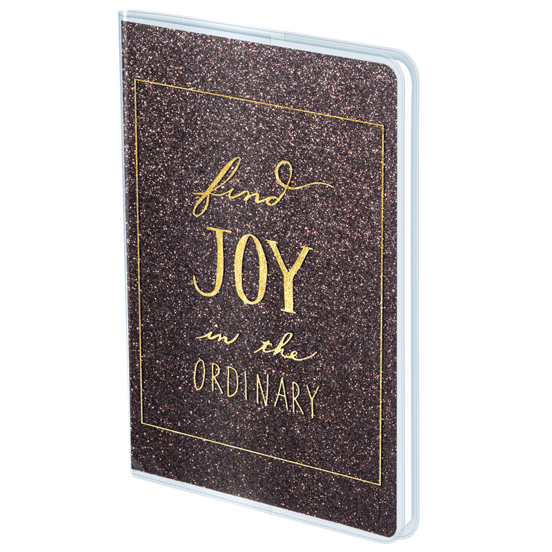 Записная книжка B6, 80л., ПВХ+глиттер, Greenwich Line "Find joy", тиснение фольгой
