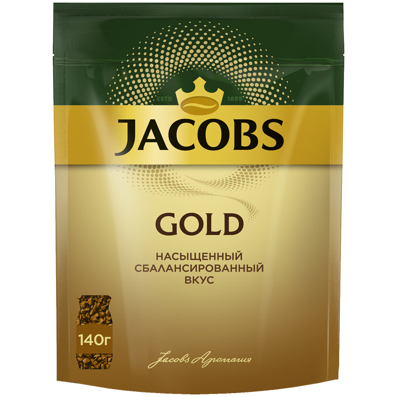 Кофе растворимый Jacobs "Gold", сублимированный, мягкая упаковка, 140г