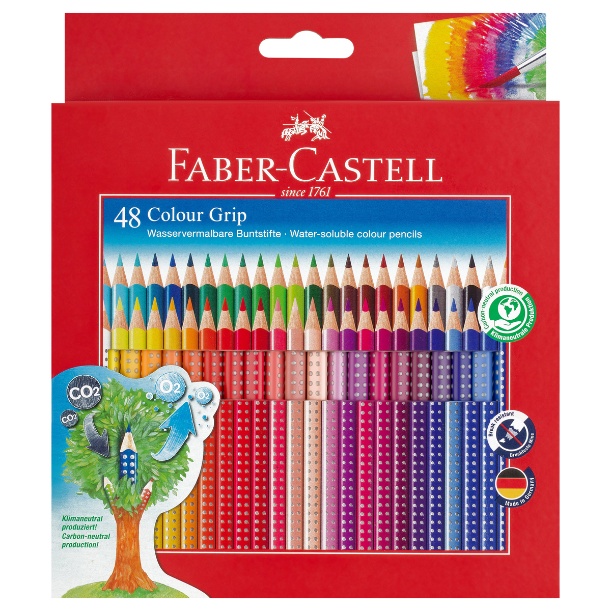 УЦЕНКА-Карандаши цветные Faber-Castell "Grip", 48цв., трехгран., заточен., картон., европодвес (осн 290331)