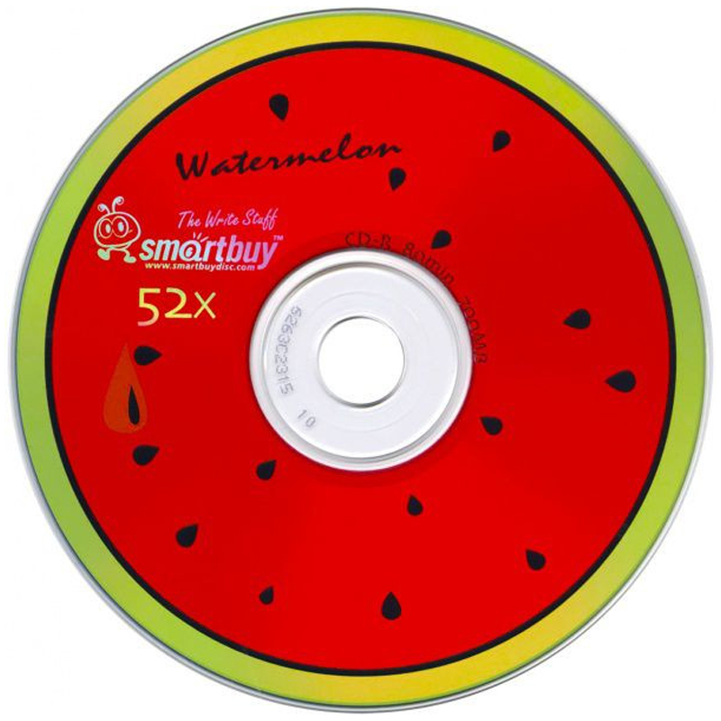 Диск CD-R 700Mb Smart Buy 52x Fresh-Watermelon с картинкой (100шт) Bulk